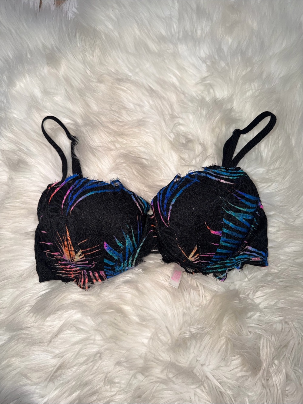 VS Pink Tropical Print Push-Up Bra 34D